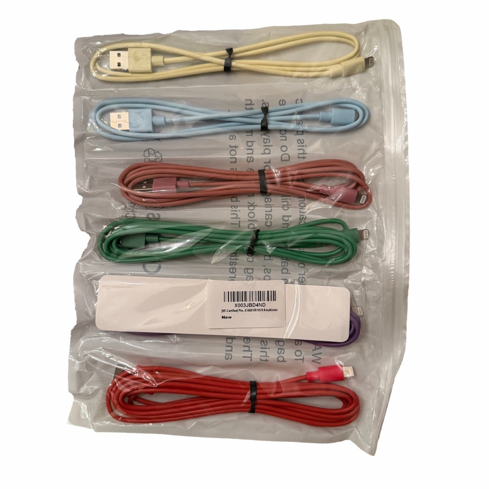 Set of 6 Colorful USB to Lightning Charging Cables – Assorted Colors